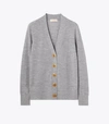 Tory Burch Simone Cardigan In Light Gray Melange