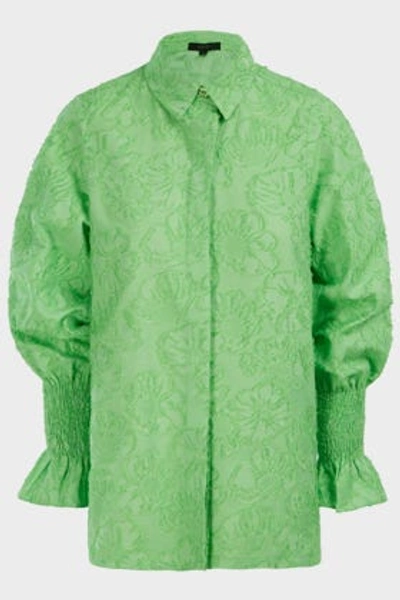 Kage Maya Shirred-sleeve Shirt In Green