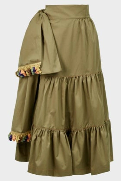Silvia Tcherassi Michaela Tiered Cotton Skirt In Brown
