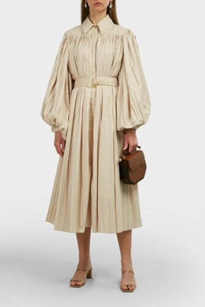 Aje Prima Pleated Shirt Dress In Beige | ModeSens