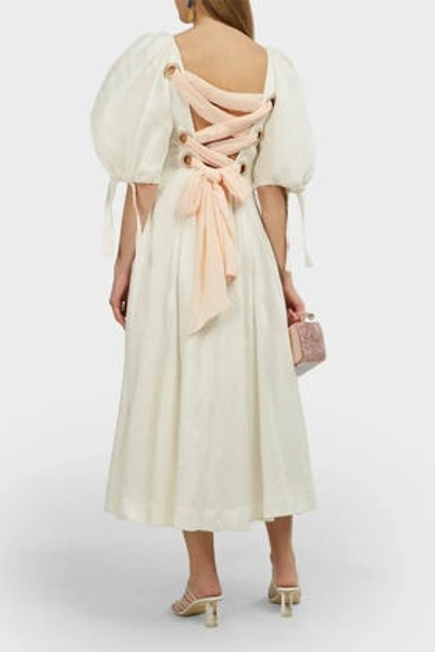 Aje Overture Lace-tie Linen-silk Dress In White