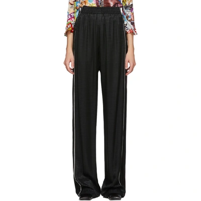 Balenciaga Piped Houndstooth-jacquard Wide-leg Trousers In Black