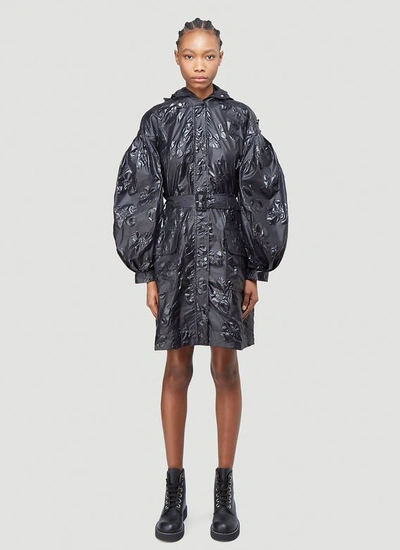 Moncler Balaclava Cloqué Rain Coat In Black