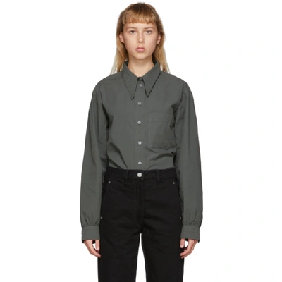 Lemaire Grey Pointed Collar Shirt In 918 Shadow