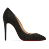 CHRISTIAN LOUBOUTIN BLACK GLITTER PIGALLES FOLLIES 100 HEELS