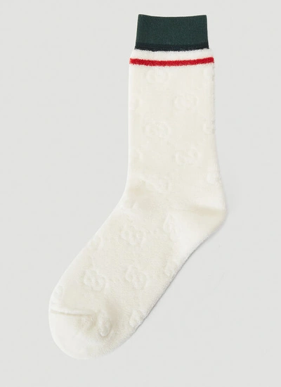 Gucci Terry-towelling Logo Socks In White