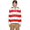 BURBERRY RED & WHITE STRIPED MULTI ZIP HOODIE