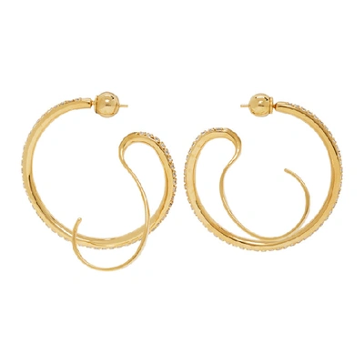 Panconesi Gold Small Upside-down Hoops In Gold/crysta