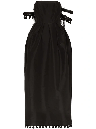 Rosie Assoulin Bangles & Bobbles Off-the-shoulder Embellished Silk-faille Maxi Dress In Black