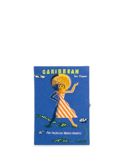 Olympia Le-tan Pan American Airways Embroidered Book Clutch In Blue