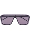 Shop Saint Laurent Tinted Shield Sunglasses In Black