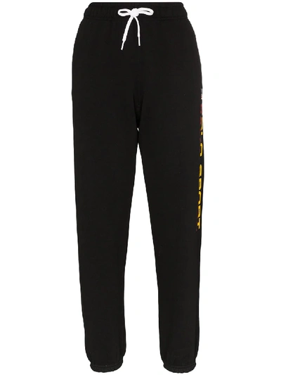 Polo Ralph Lauren Logo Print Fleece Track Pants In Black