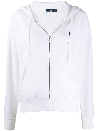 Polo Ralph Lauren Logo-embroidered Zipped Hoodie In White