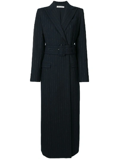 Anna Quan Delphine Pinstriped Coat In Blue