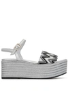 Madison.maison Woven Leather 50mm Wedges In Silver