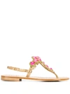 EMANUELA CARUSO GEM EMBELLISHED OPEN TOE SANDALS