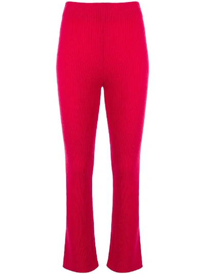 The Elder Statesman Ribbed Cashmere Trousers In Pink