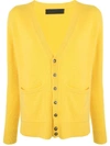 The Elder Statesman V-neck Cashmere Cardigan In Yellow