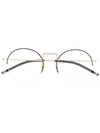 THOM BROWNE HALF-RIM ROUND-FRAME GLASSES