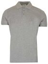 Saint Laurent Embroidered Monogram Polo Shirt In Grey