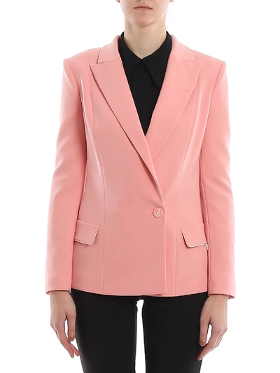 Elisabetta Franchi Double Breasted Long Blazer In Pink
