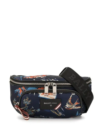 Bally Tropical Print Belt Bag In Blue