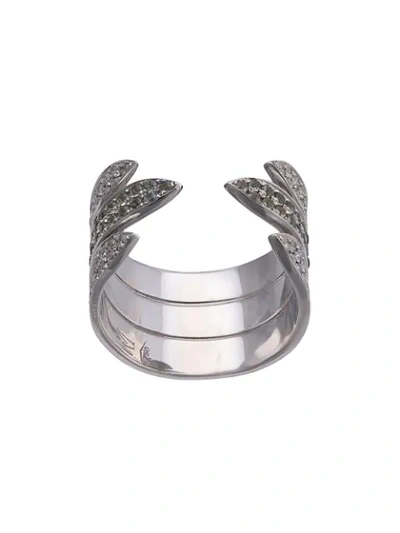 Ralph Masri 18kt White Gold Diamond Geometric Ring In Silver