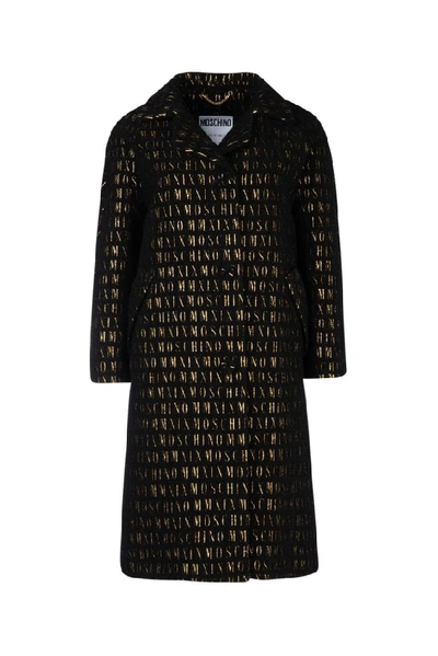 Moschino Roman Embroidered Button-up Coat In Black