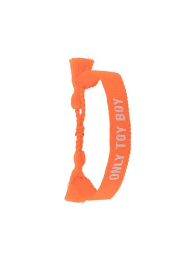 Mc2 Saint Barth Only Toy Boy Embroidered Bracelet In Orange