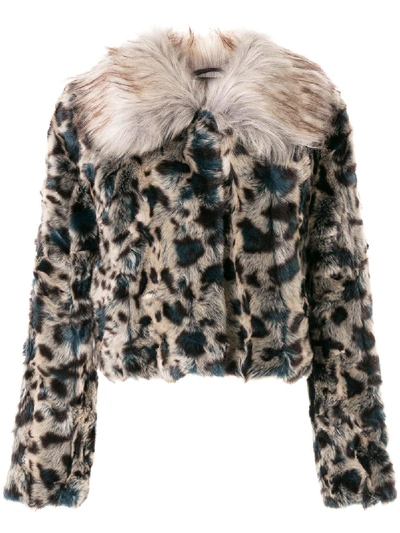 Unreal Fur Leopard Faux-fur Jacket In Grey