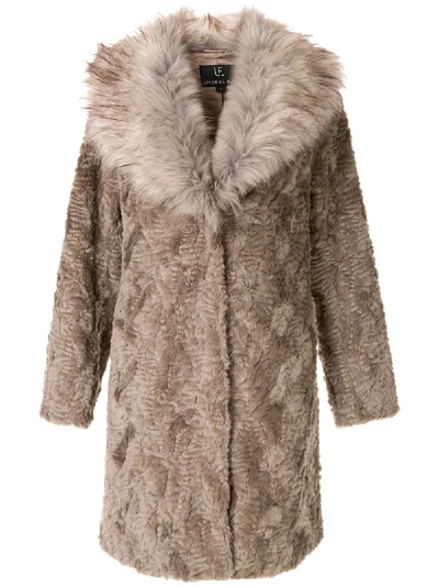Unreal Fur Wide-lapel Midi Coat In Grey