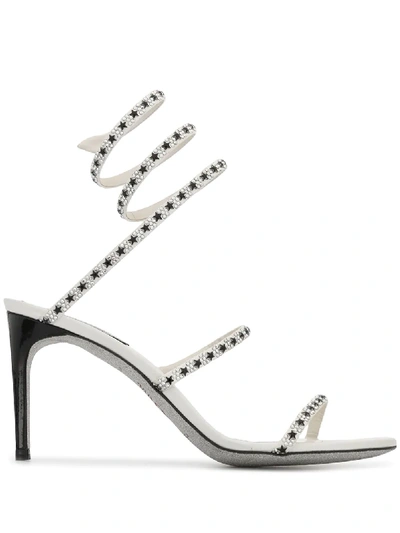 René Caovilla Cleo Studded Sandals In Grey