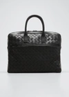 BOTTEGA VENETA MEN'S BORSA LARGE WOVEN LEATHER BRIEFCASE,PROD153150052