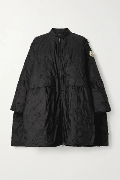 Moncler Genius 4 Simone Rocha Alpinia Appliquéd Embroidered Quilted Shell Down Coat In Black