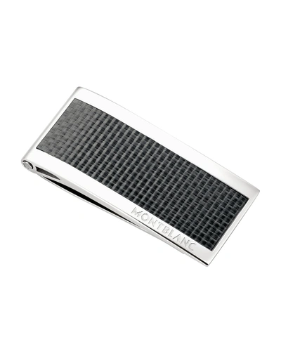 Montblanc Carbon-inlay Stainless Steel Money Clip In Silver/black