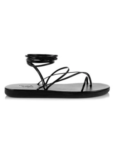 Ancient Greek Sandals Wraparound Ankle-strap Flatform Sandals In Black