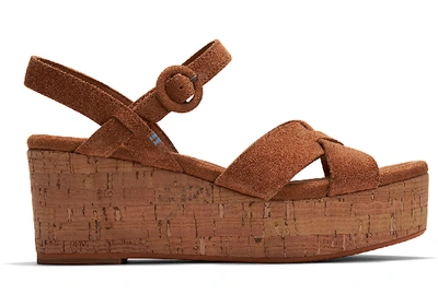 Toms Braune Suede Willow Wedge-sandalen Für Damen - Grösse 42.5