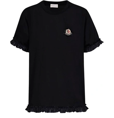 Moncler Genius Simone Rocha Jersey T-shirt W/ Ruffles In Black