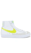 Nike Blazer Mid '77 High Top Sneaker In White, Lemon, Venom & Platinum