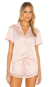 Flora Nikrooz Victoria Solid Charmeuse Notch Short Set In Pink Sand