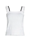 Design History Ruffled Knit Tank Top In White