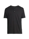 Vince Slub Knit Henley Tee In Black