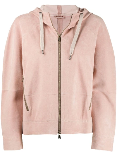 Brunello Cucinelli Hooded Boxy-fit Jacket In Pink