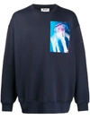 Acne Studios Jellyfish-patch Sweatshirt Navy Blue In Navyblue