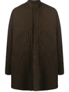 Acne Studios Grandad Collar Shirt In Brown