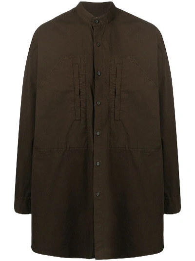 Acne Studios Grandad Collar Shirt In Brown