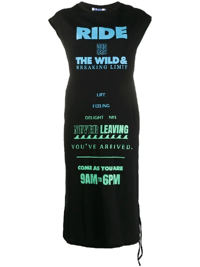 Sjyp Graphic-print T-shirt Dress In Black