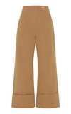 ST AGNI KAZASHI COTTON-LINEN CROPPED FLARED-LEG PANTS,806477