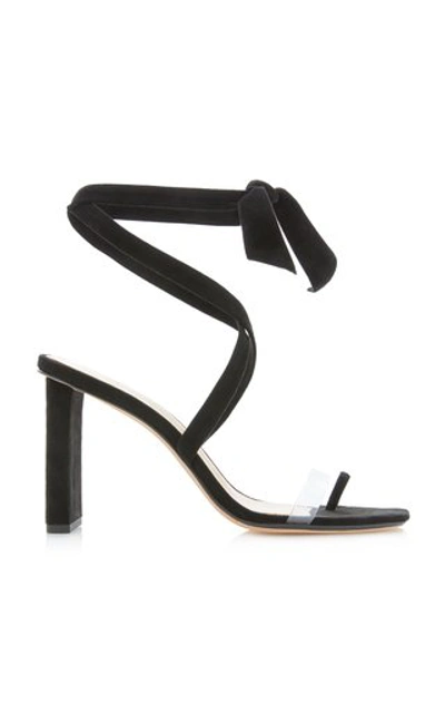 Alexandre Birman Katie Bow-embellished Suede And Pvc Sandals In Black/transparent
