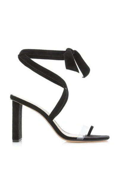 Alexandre Birman Katie 蝴蝶结缀饰绒面革 Pvc 凉鞋 In Black/transparent